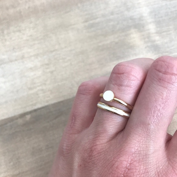American Apparel Jewelry - White and Gold Enamel Ring Set